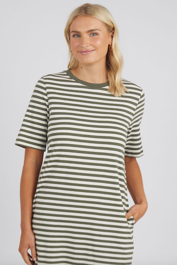 Merry Tee Dress - Clover/Pearl Stripe
