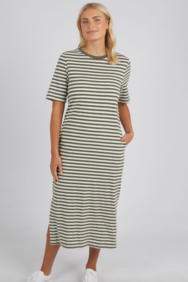 Merry Tee Dress - Clover/Pearl Stripe