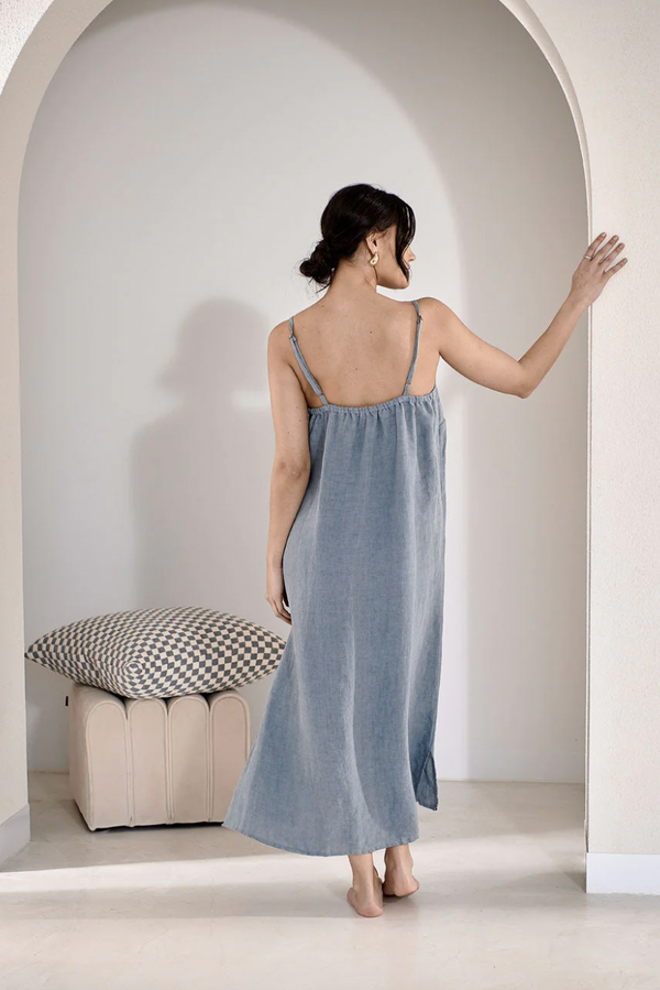 Midi Linen Slip Dress