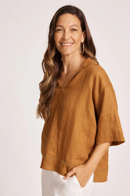 Miramar Collared Top - Caramel