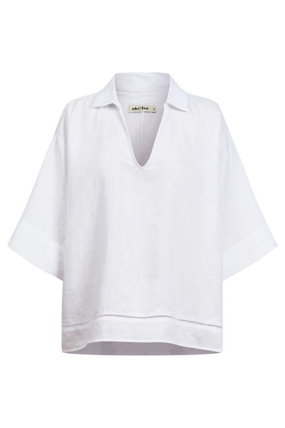Miramar Collared Top - White