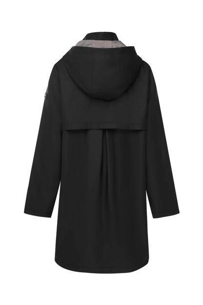 Moke Billie Raincoat - Black/Choc Houndstooth