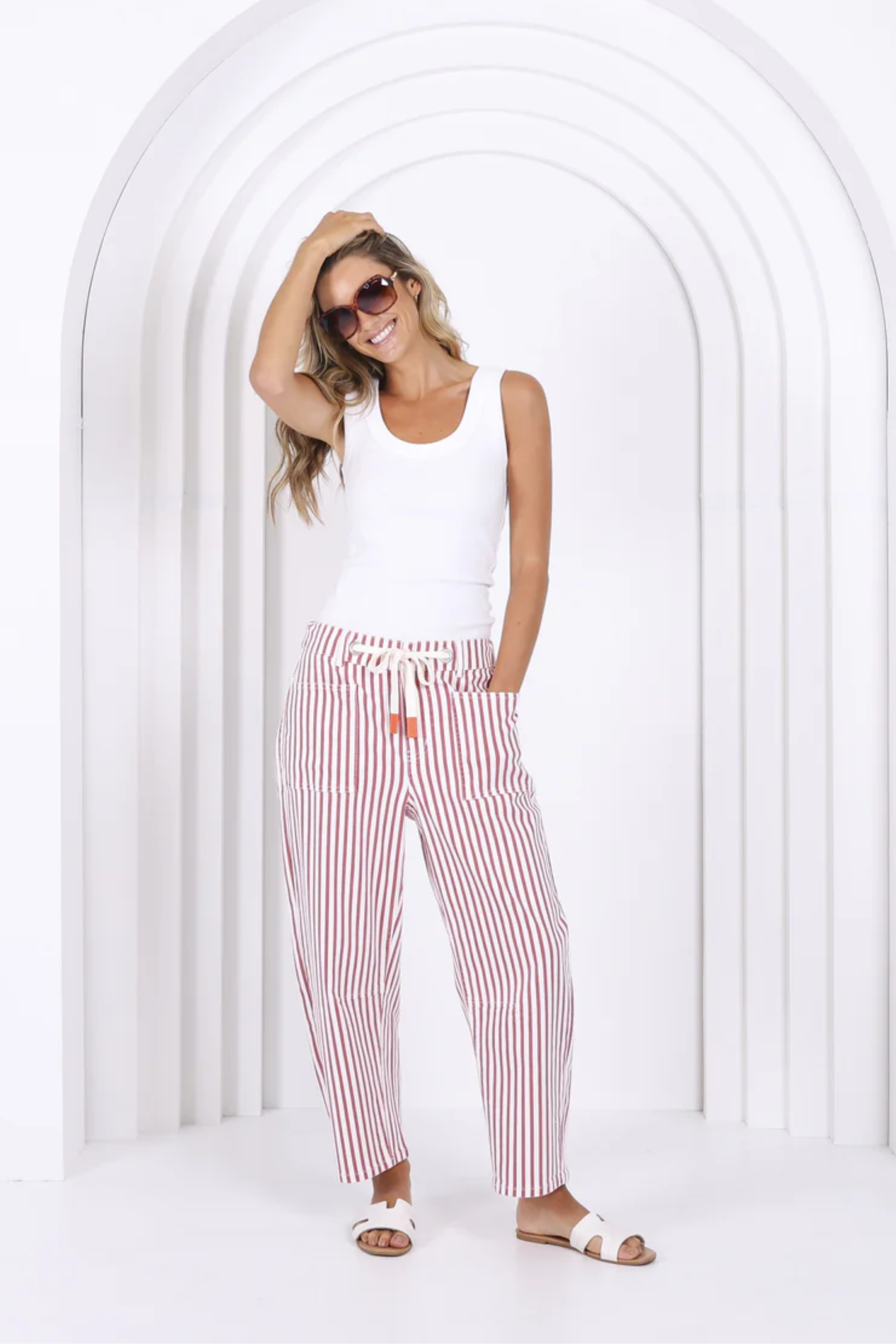 Monaco 'Carter Barrel' Jeans - Red Stripe