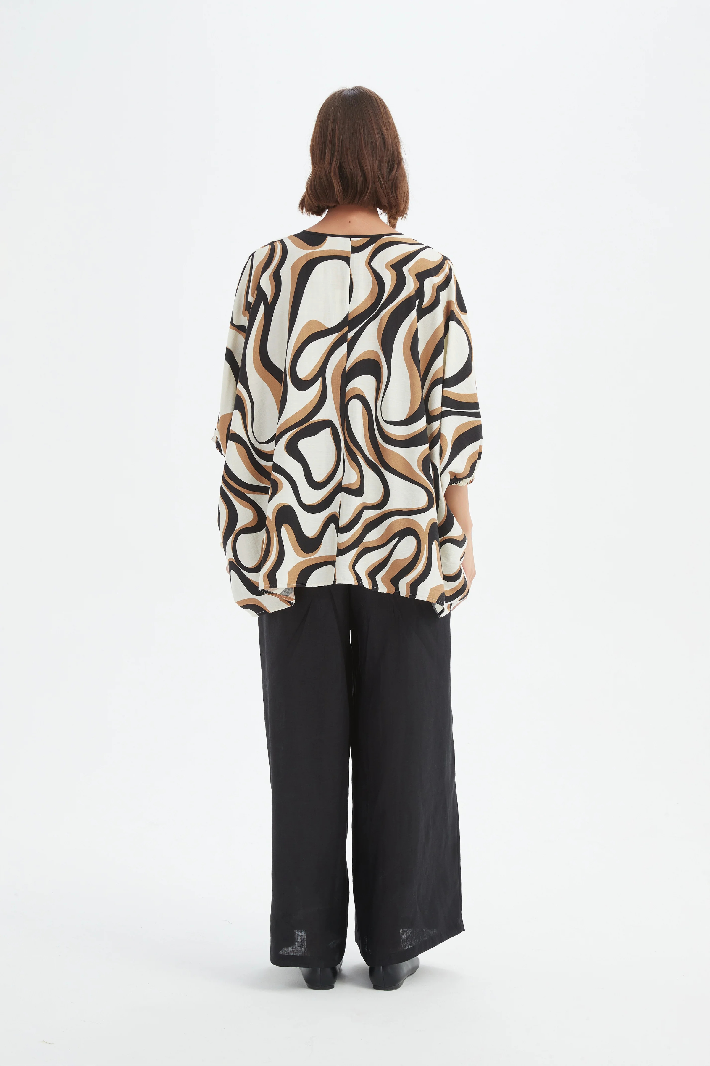 Notch Neck Top - Caramel Swirl