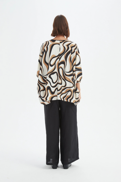 Notch Neck Top - Caramel Swirl