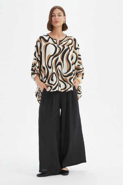 Notch Neck Top - Caramel Swirl