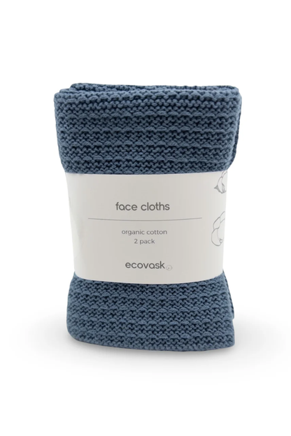 Organic Cotton Face Cloth 2pk - Denim