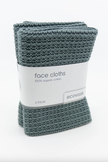 Organic Cotton Face Cloth 2pk - Sea Foam