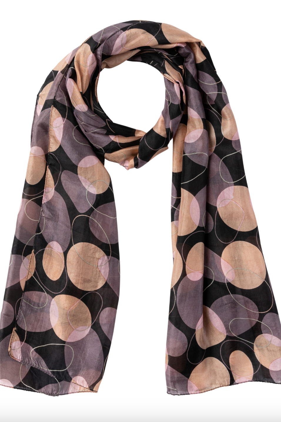 Organic Shapes Silk Scarf - Choc/Blush