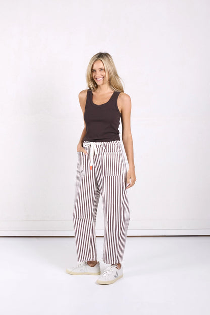 Monaco 'Carter Barrel' Jeans - Chocolate Stripe