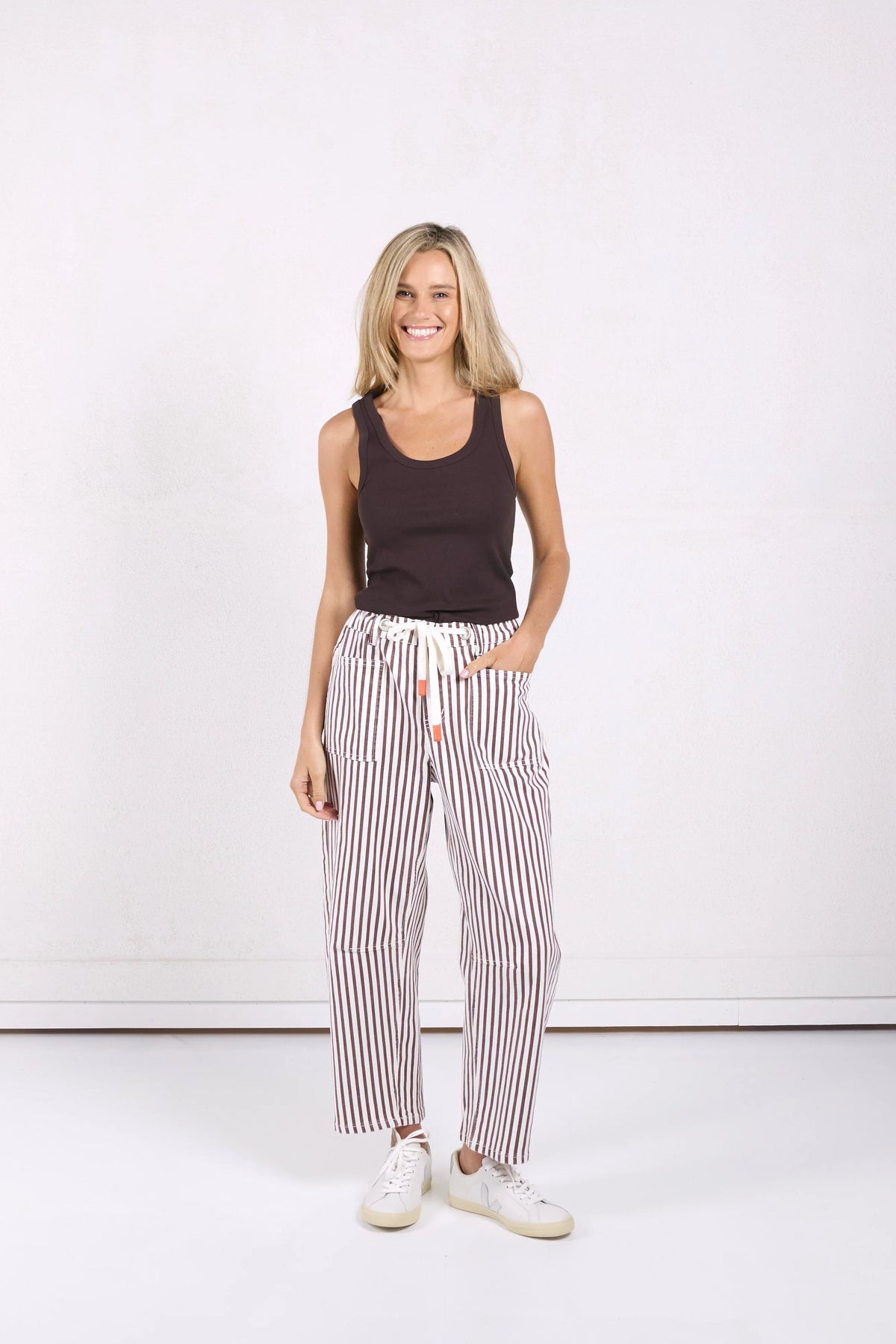 Monaco 'Carter Barrel' Jeans - Chocolate Stripe