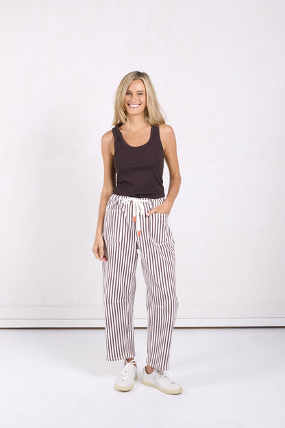 Monaco 'Carter Barrel' Jeans - Chocolate Stripe