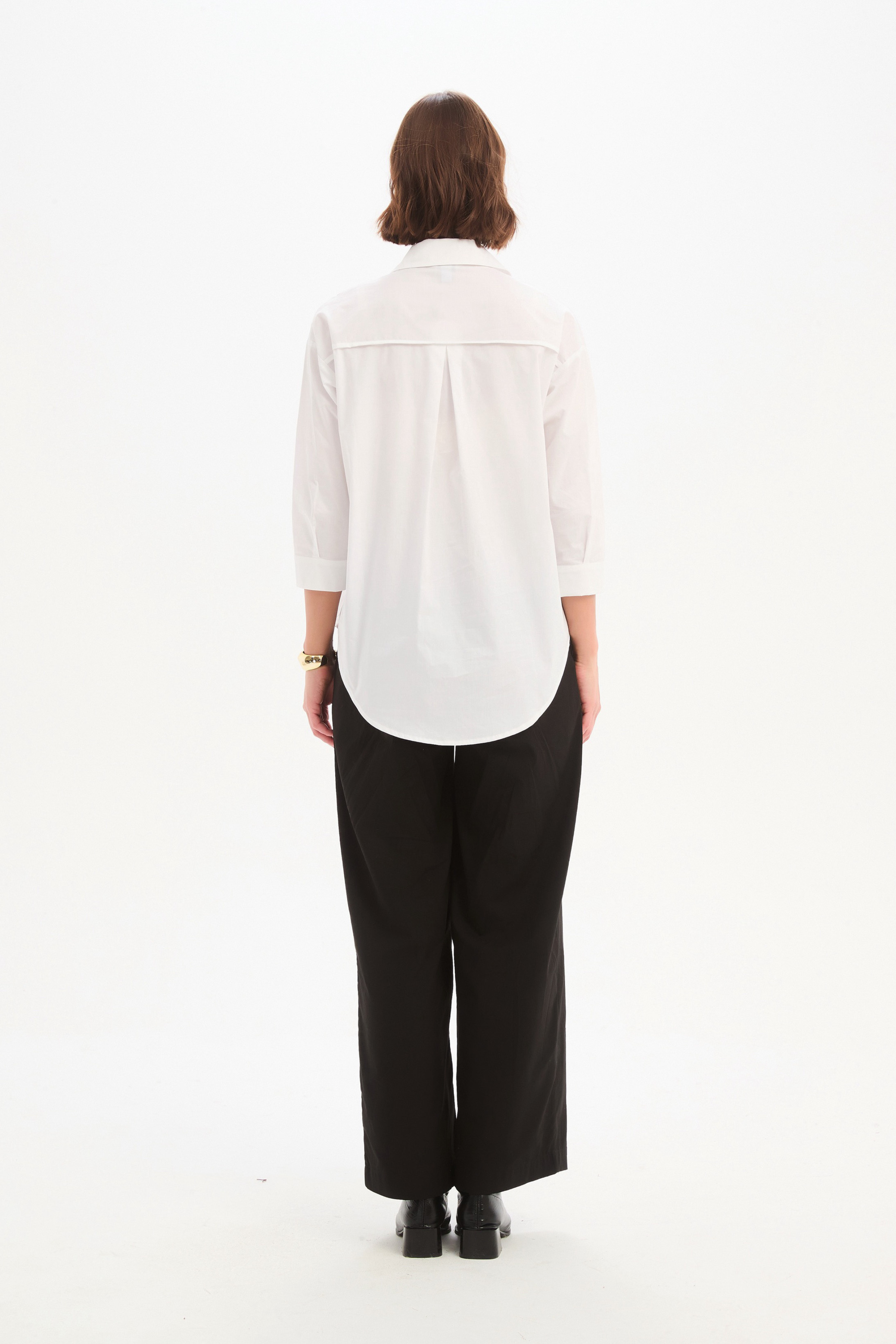 Panel Front Bind Shirt - White