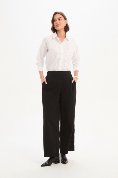 Panel Front Bind Shirt - White
