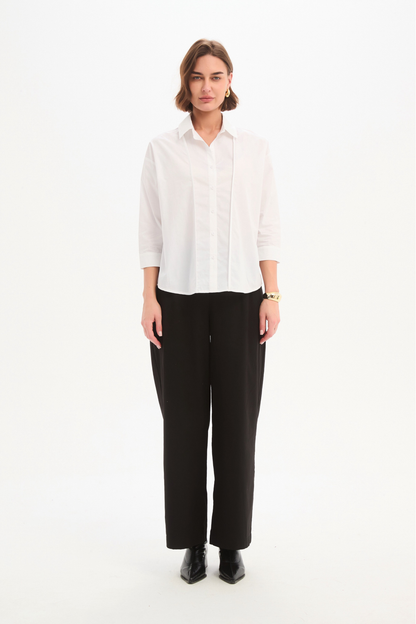 Panel Front Bind Shirt - White