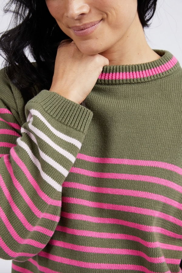 Penny Stripe Knit - Clover/Pink