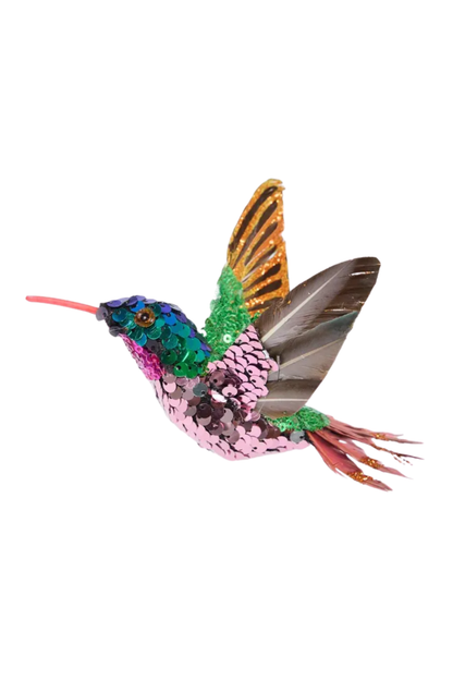 Pink Sequin Hummingbird Tree Decoration