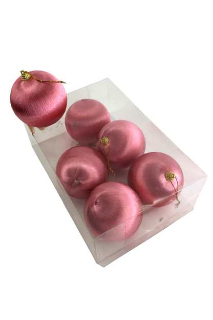 Pink Silk Baubles - 6 pack