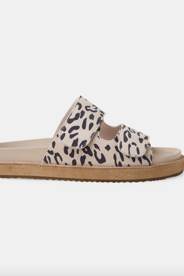 Pippa Leather Slide - Almond Leopard