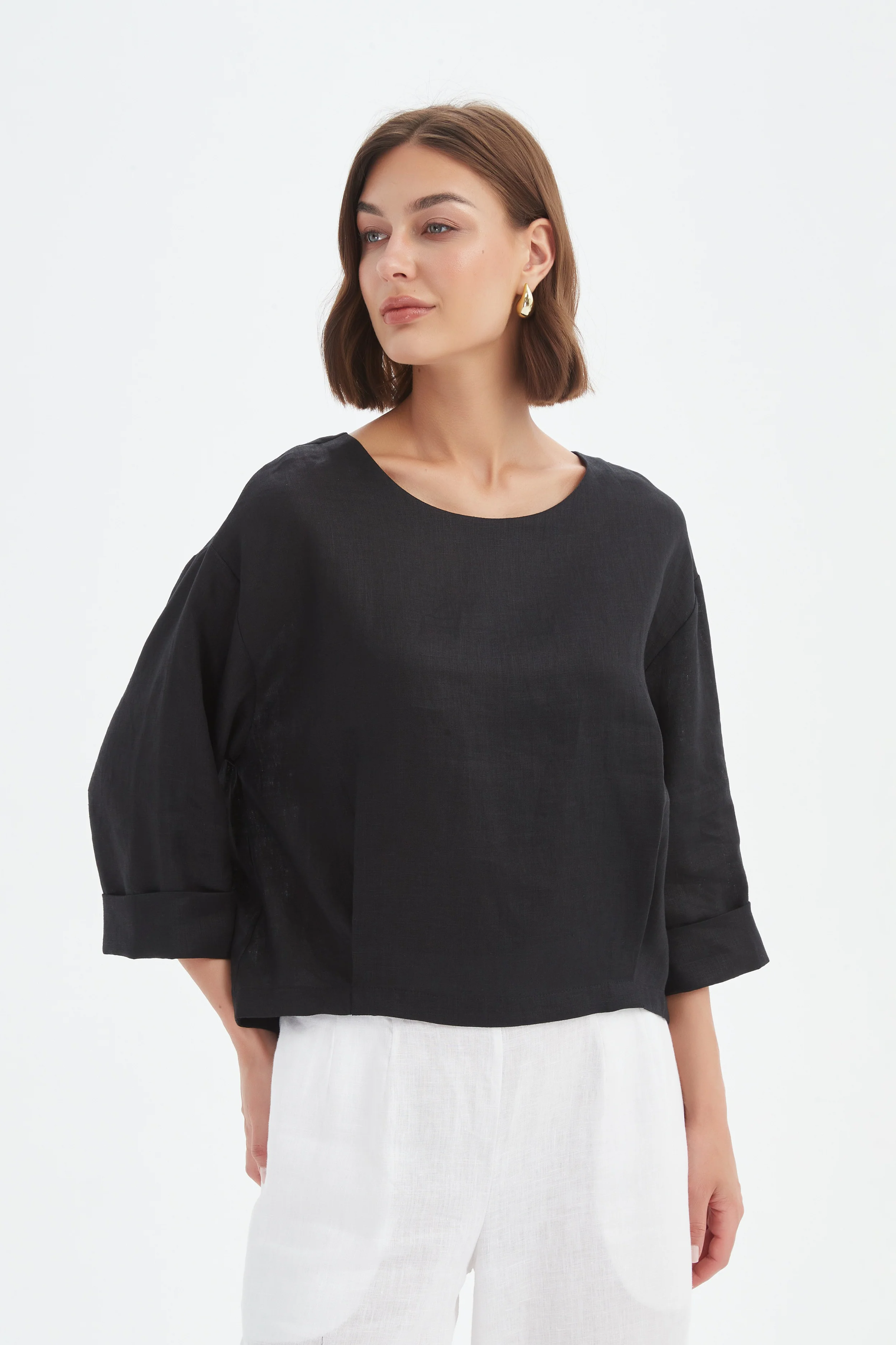 Pleat Hem Top - Black
