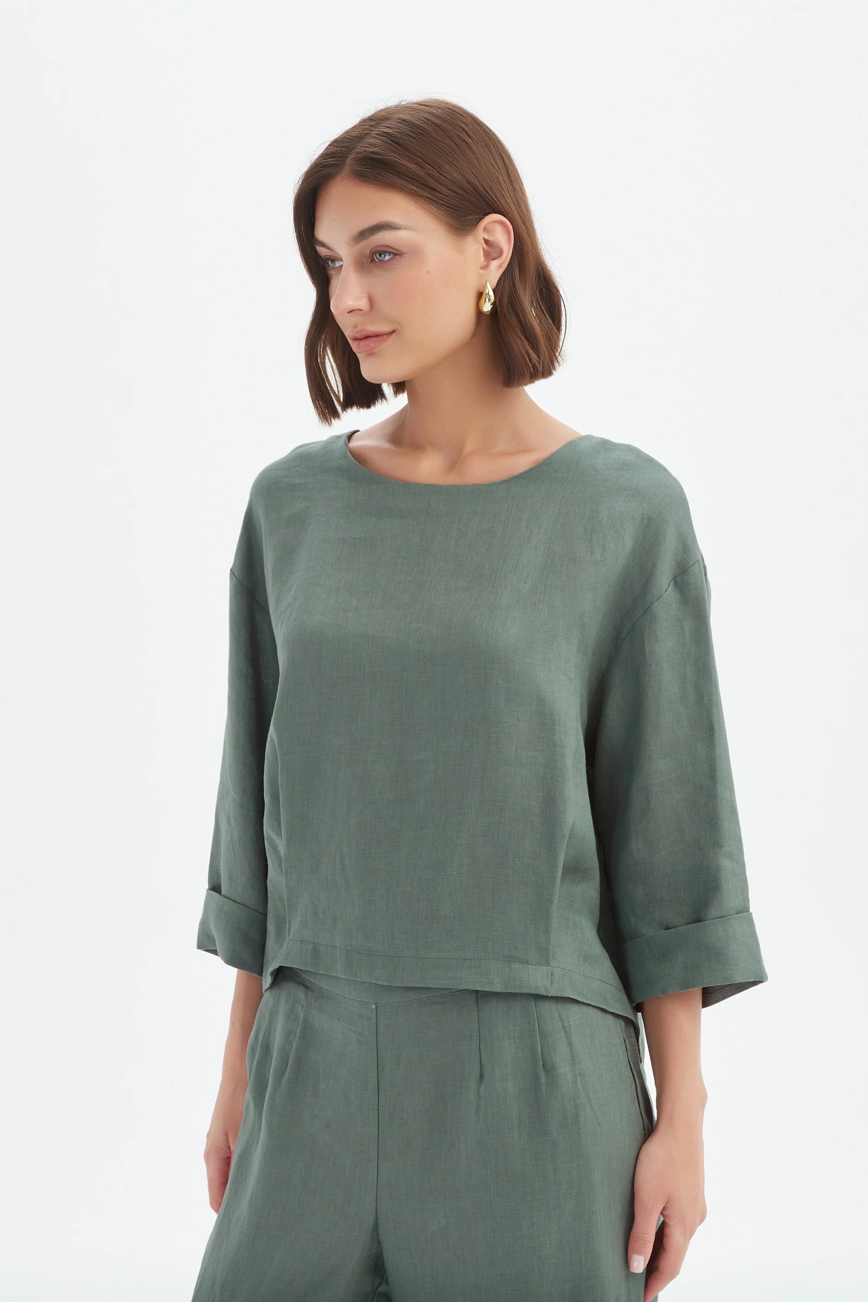 Pleat Hem Top - Petrol