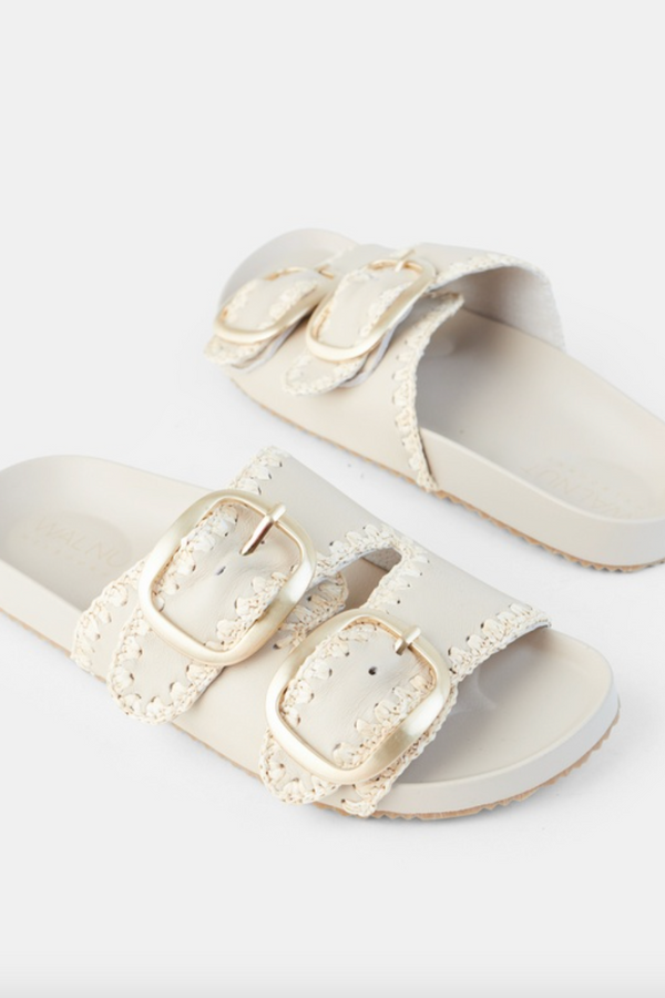 Poppy Leather Slide - Beige