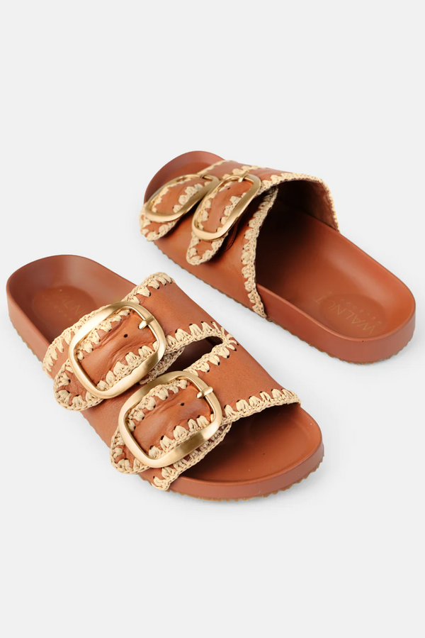 Poppy Leather Slide - Coco/Tan