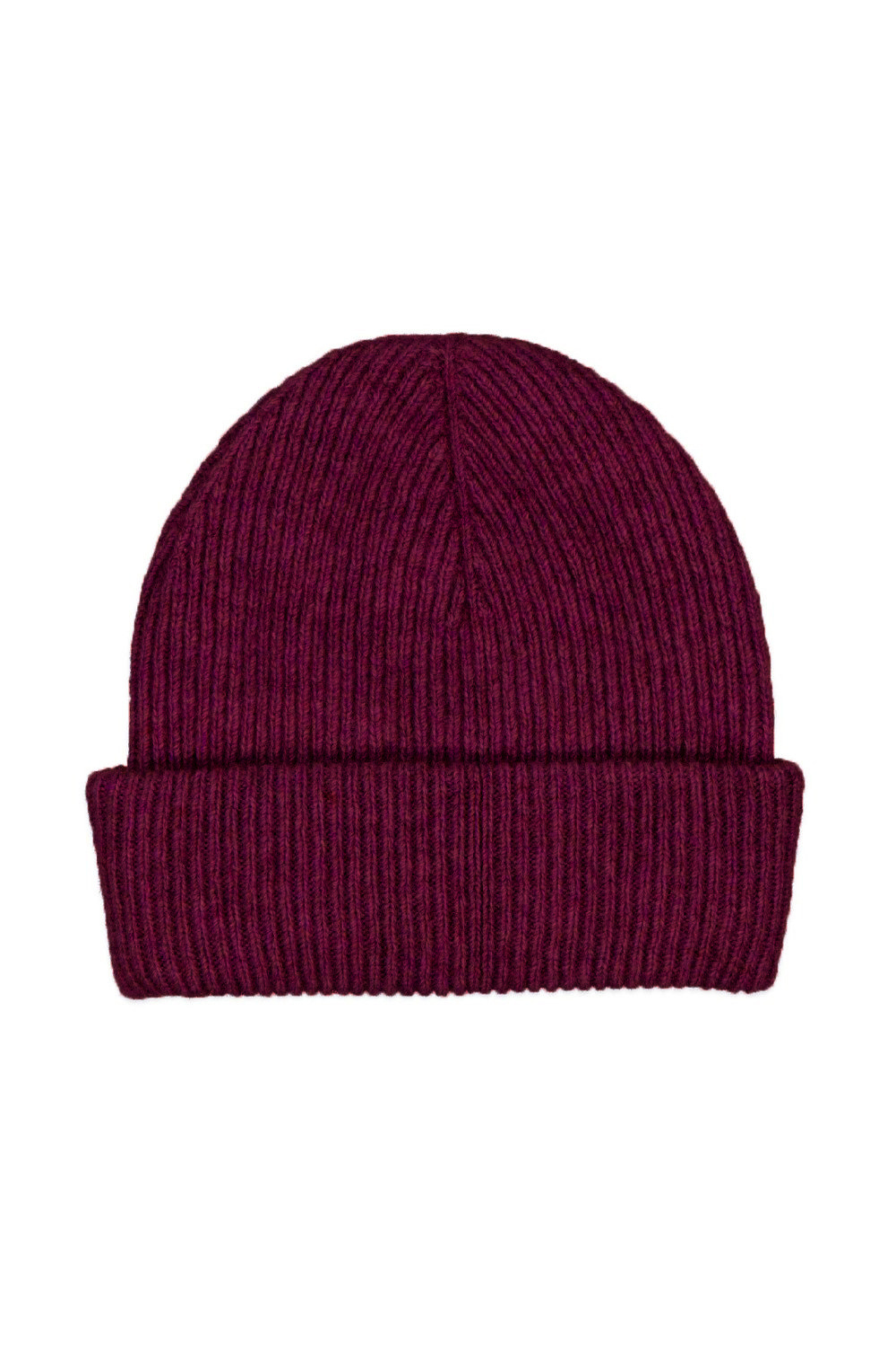 Possum Merino Fine Rib Beanie - Berry
