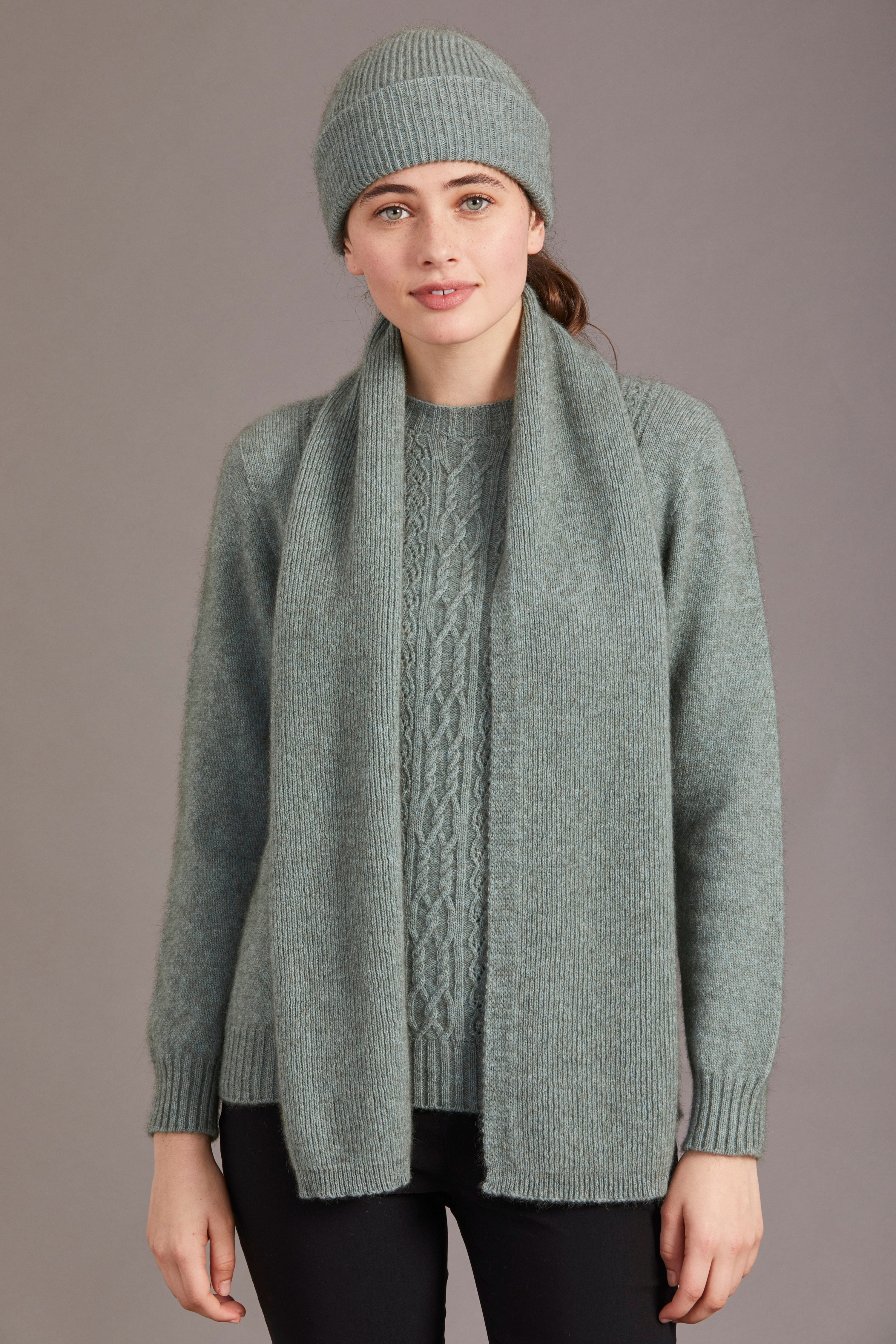 Possum Merino Fine Rib Scarf - Mint