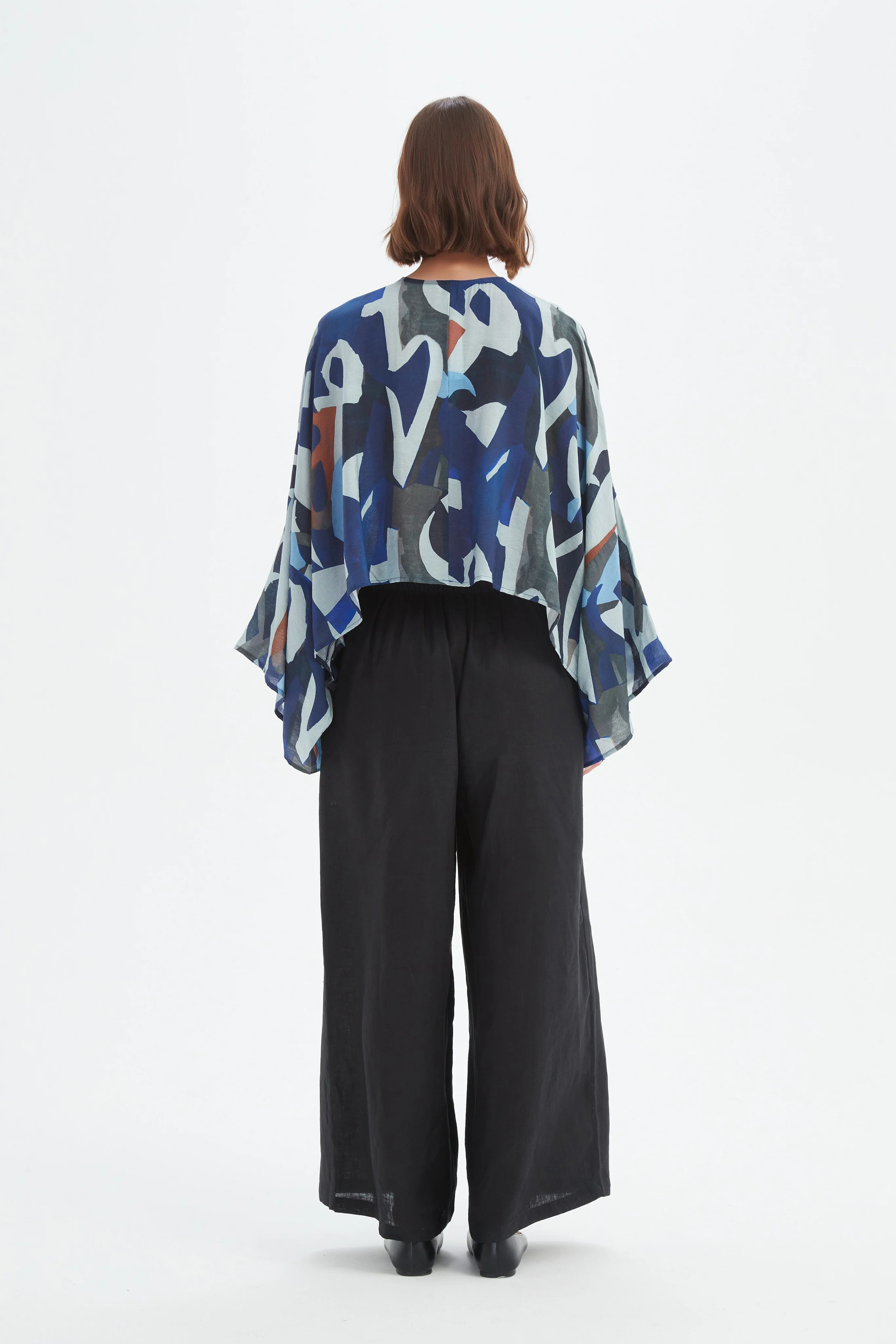 Print Oversize Layer Top - Blue Abstract