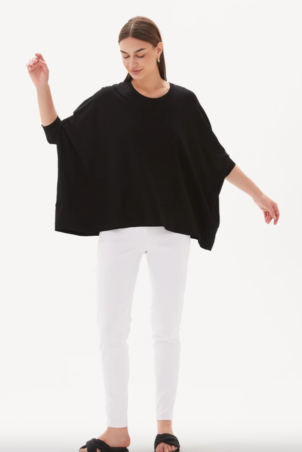 Relaxed Wide Hem Top - Black