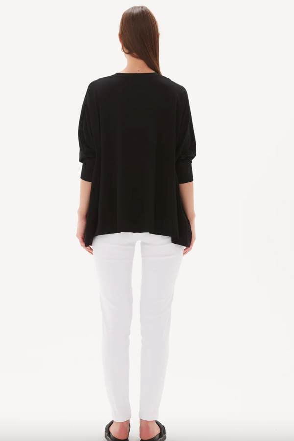 Relaxed Wide Hem Top - Black