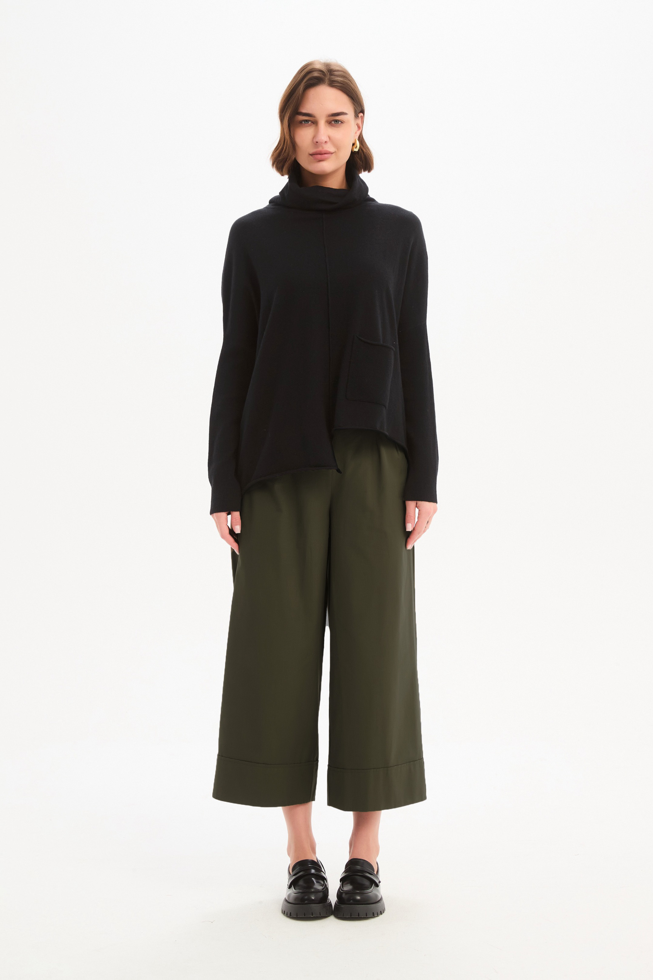 Roll Hem Pocket Knit - Black