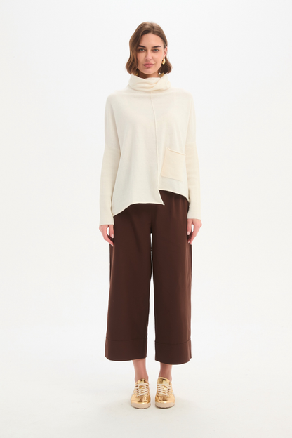 Roll Hem Pocket Knit - Cream