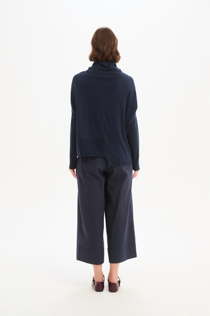 Roll Hem Pocket Knit - Navy