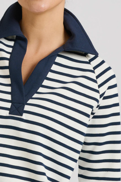 Rugby Cotton Sweatshirt - French Navy Stripe
