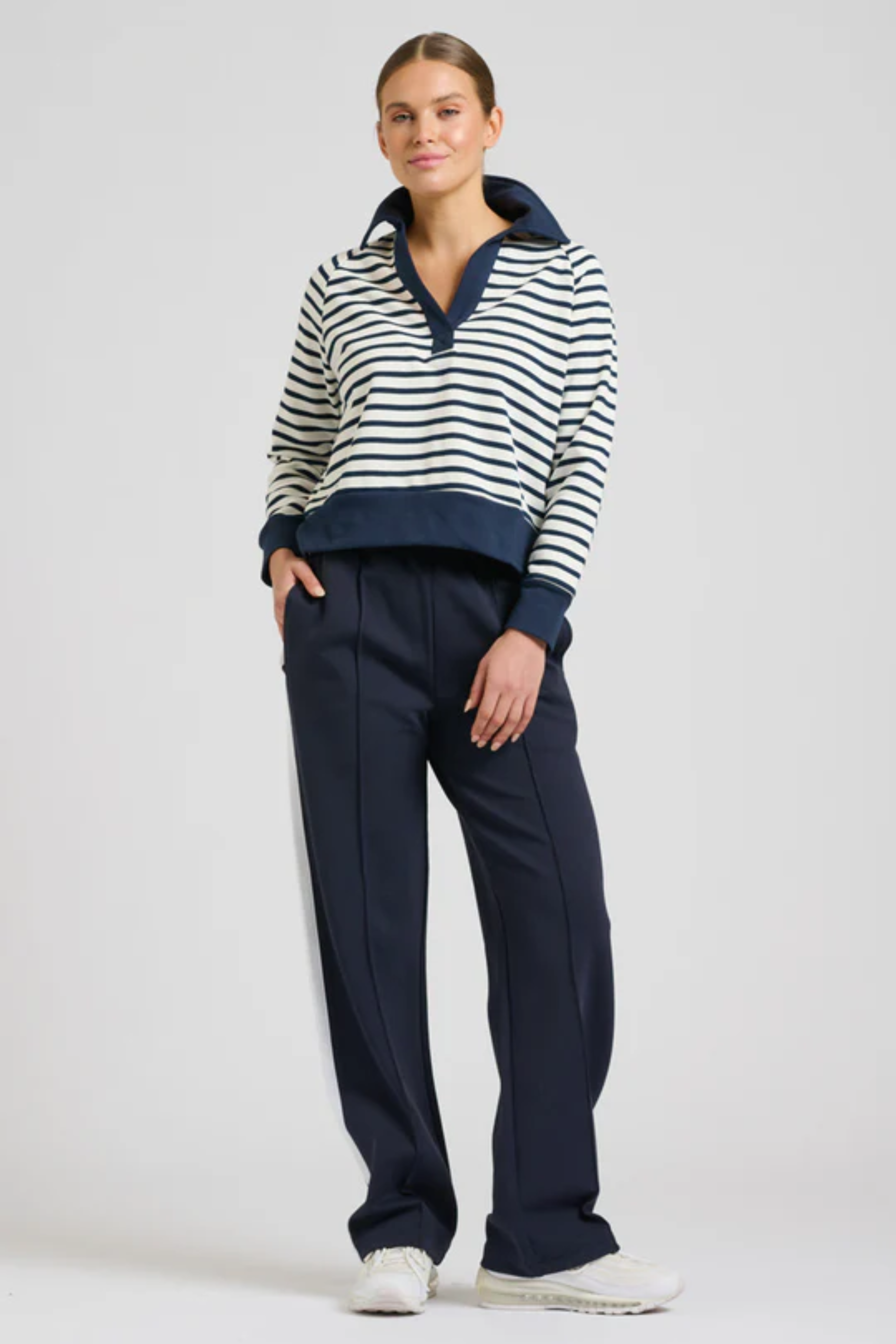 Rugby Cotton Sweatshirt - French Navy Stripe