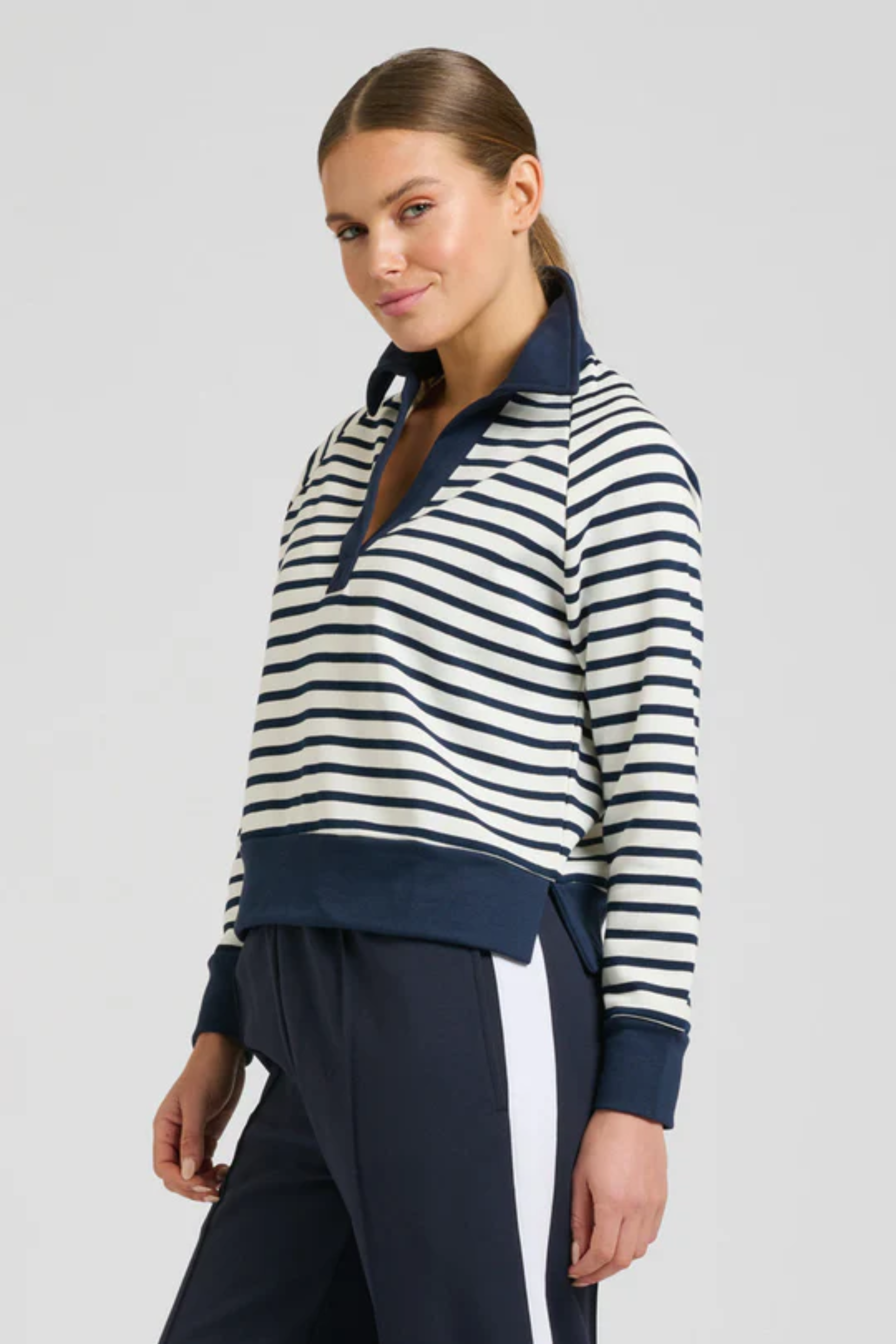 Rugby Cotton Sweatshirt - French Navy Stripe