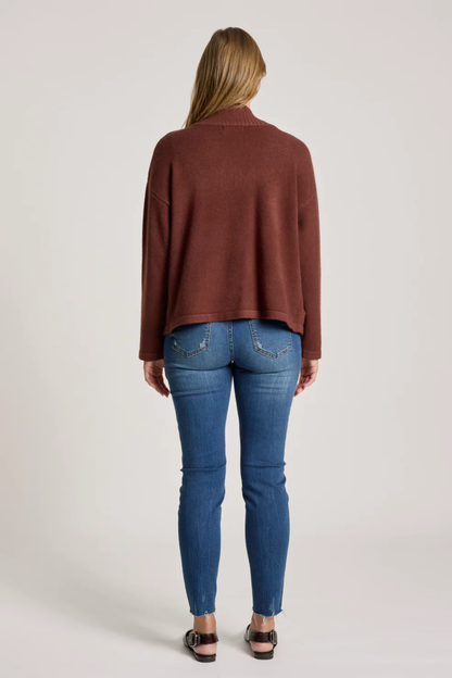Samira Crop Cardigan - Mahogany