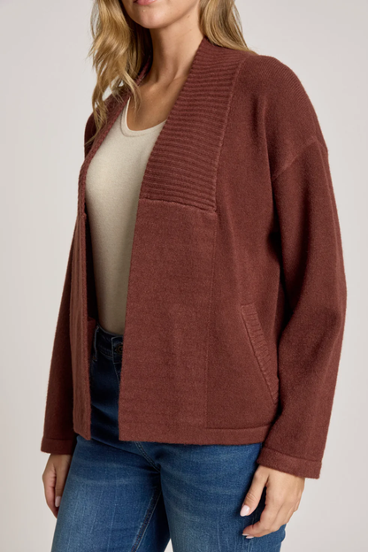 Samira Crop Cardigan - Mahogany