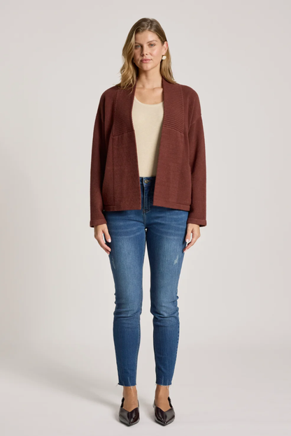 Samira Crop Cardigan - Mahogany