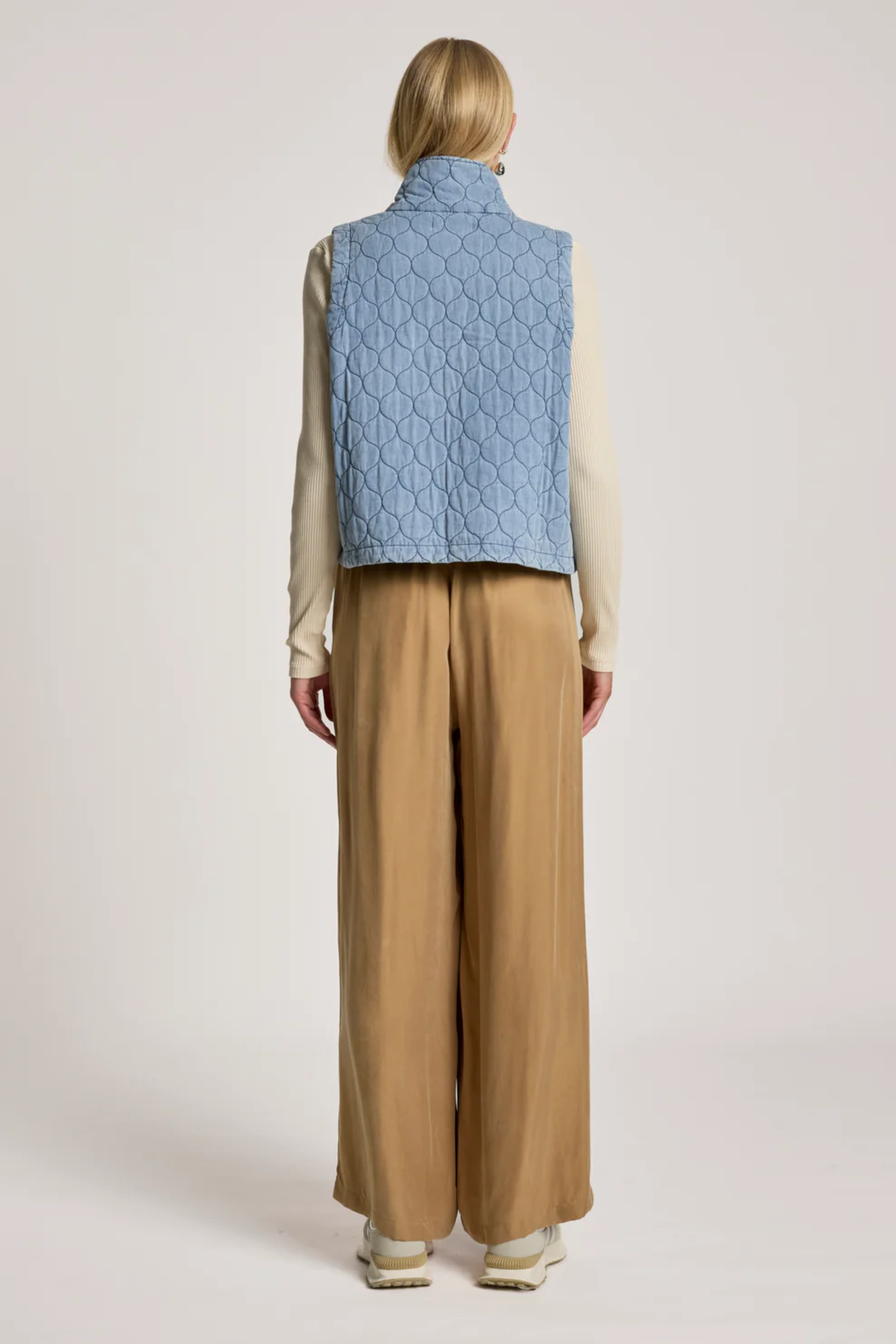 Sansi Quilted Crop Vest - Denim