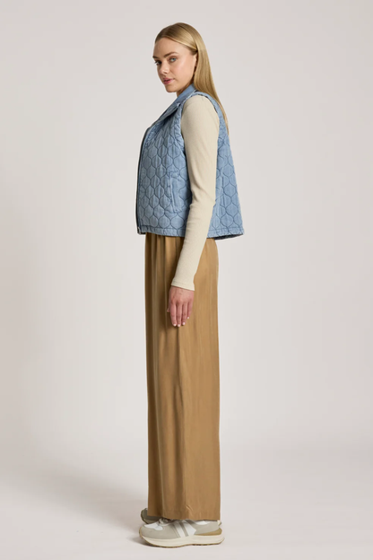 Sansi Quilted Crop Vest - Denim