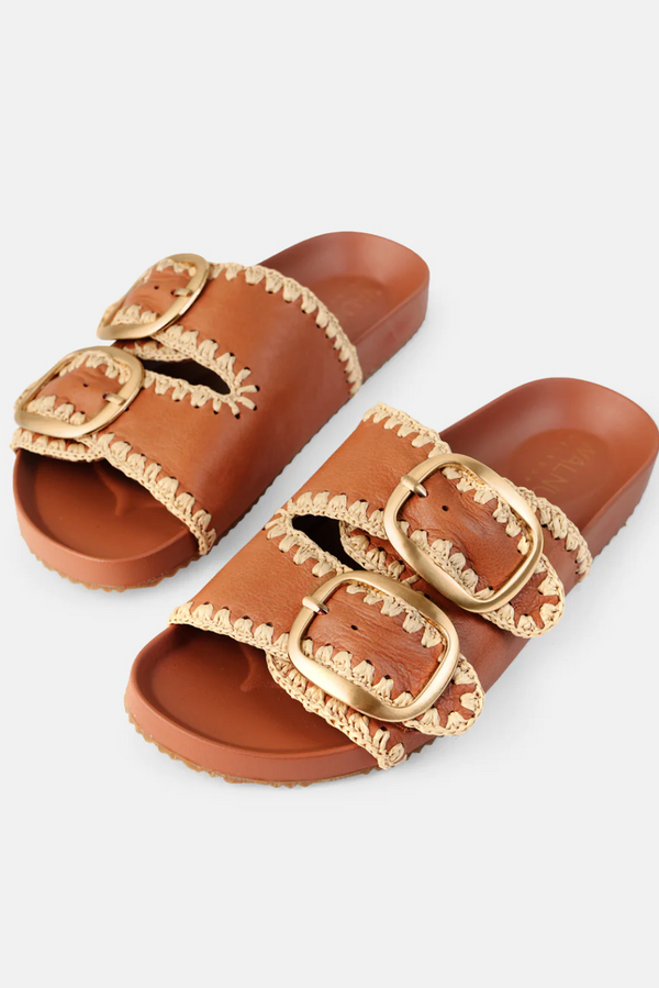 Poppy Leather Slide - Coco/Tan
