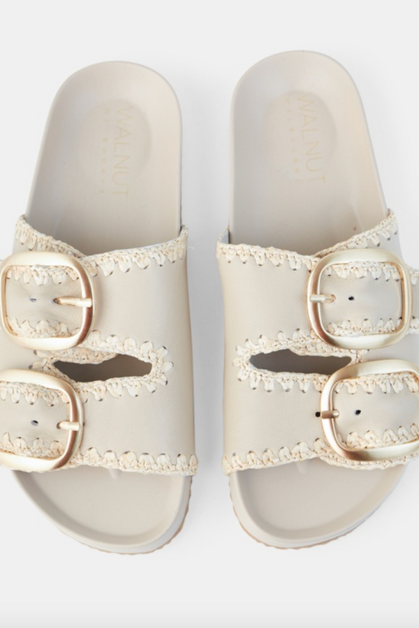 Poppy Leather Slide - Beige