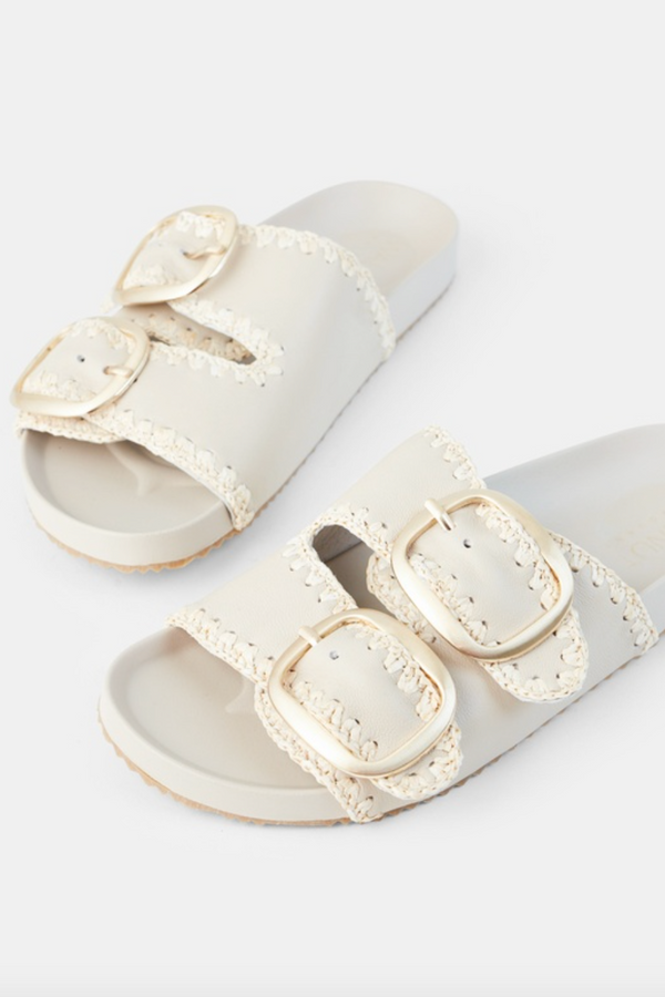 Poppy Leather Slide - Beige