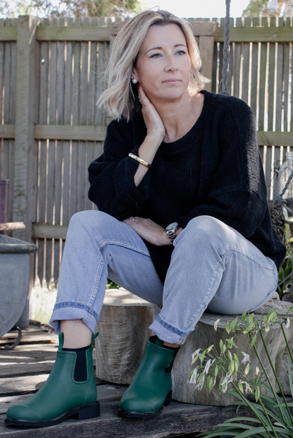 Merry People Bobbi Gumboots/Rainboots - Alpine Green + Free Socks 🧦🧦