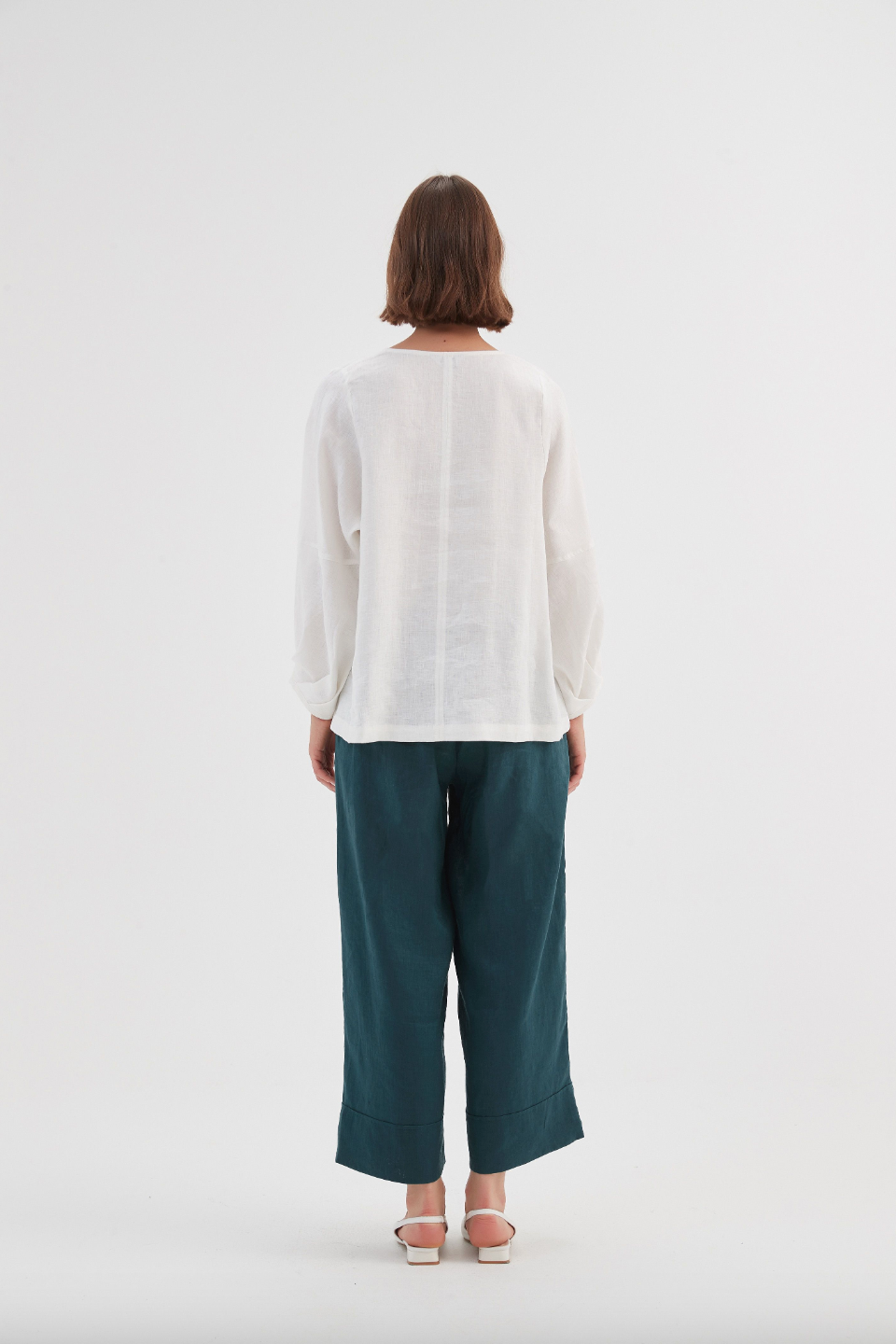 Bishop L/S Linen Top - White