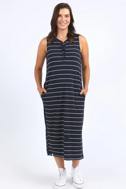 Elysian Dress - Navy/White Stripe