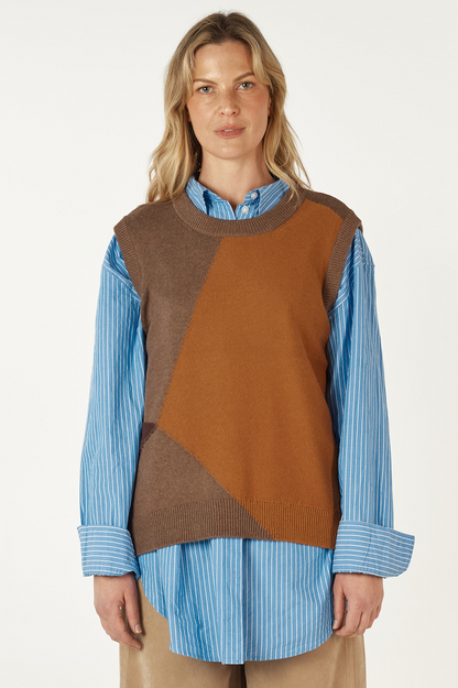 Zaket & Plover Diamond Dapper Vest - Bark